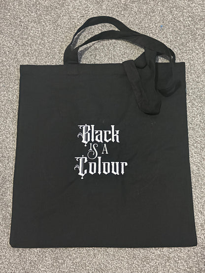 Custom black is a colour embroidered shopper by Rebel Needleworks - gothic alternative bag UK