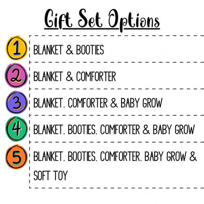 Rebel Needleworks personalised baby gift set box - custom newborn shower gift UK