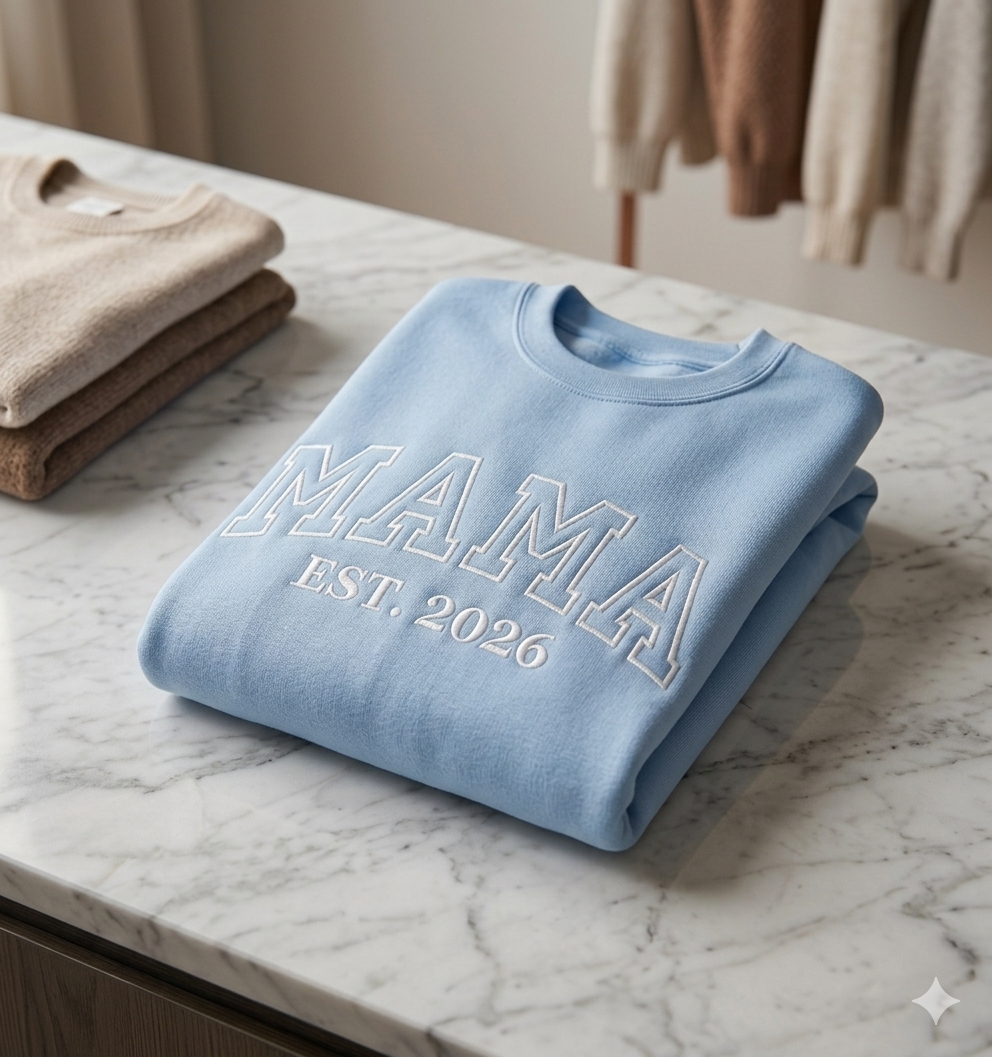 Custom Mama Est year embroidered sweatshirt by Rebel Needleworks - personalised mum gift UK