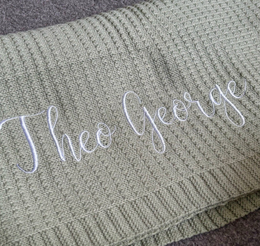 Personalised Embroidered Knit Blanket