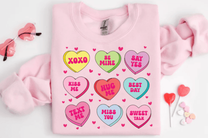 Love hearts printed sweatshirt by Rebel Needleworks - cute personalised gift jumper UK