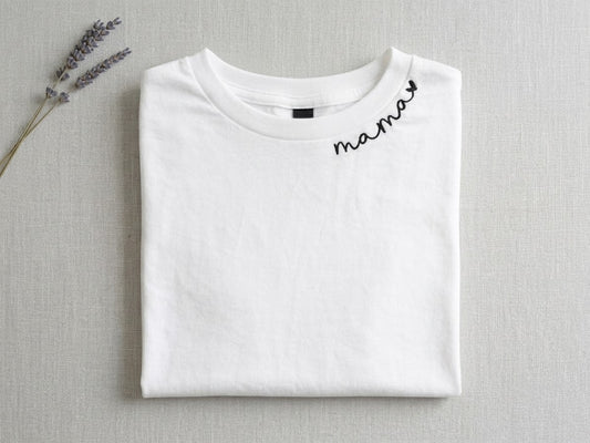Embroidered Collar Mama T-shirt