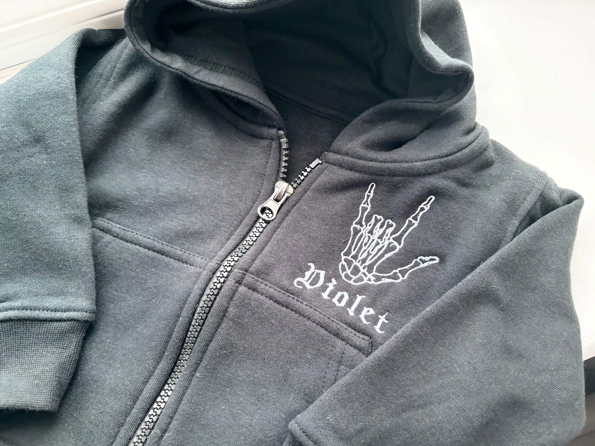 Rebel Needleworks baby kids gothic zip hoodie - alternative gothic children clothing UK