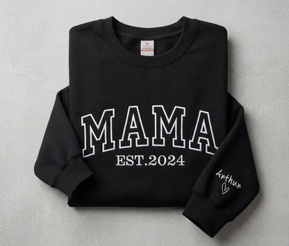 Mama Est personalised year embroidered sweatshirt by Rebel Needleworks - custom mum gift jumper UK