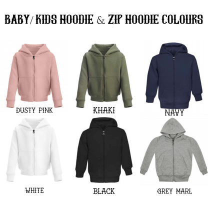 Personalised gothic zip hoodie for kids by Rebel Needleworks - alternative children clothing UK