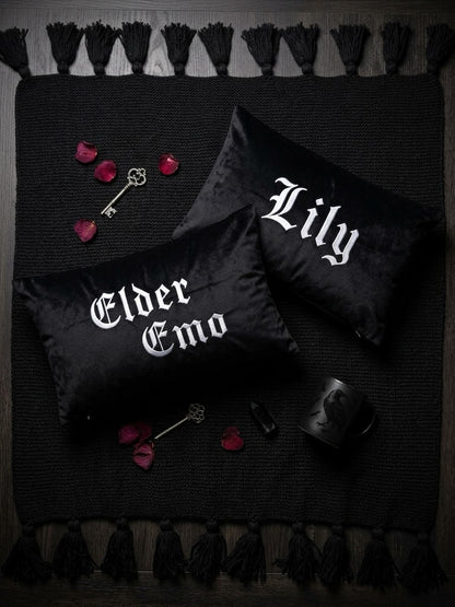 Personalised Gothic Embroidered Velvet Cushion