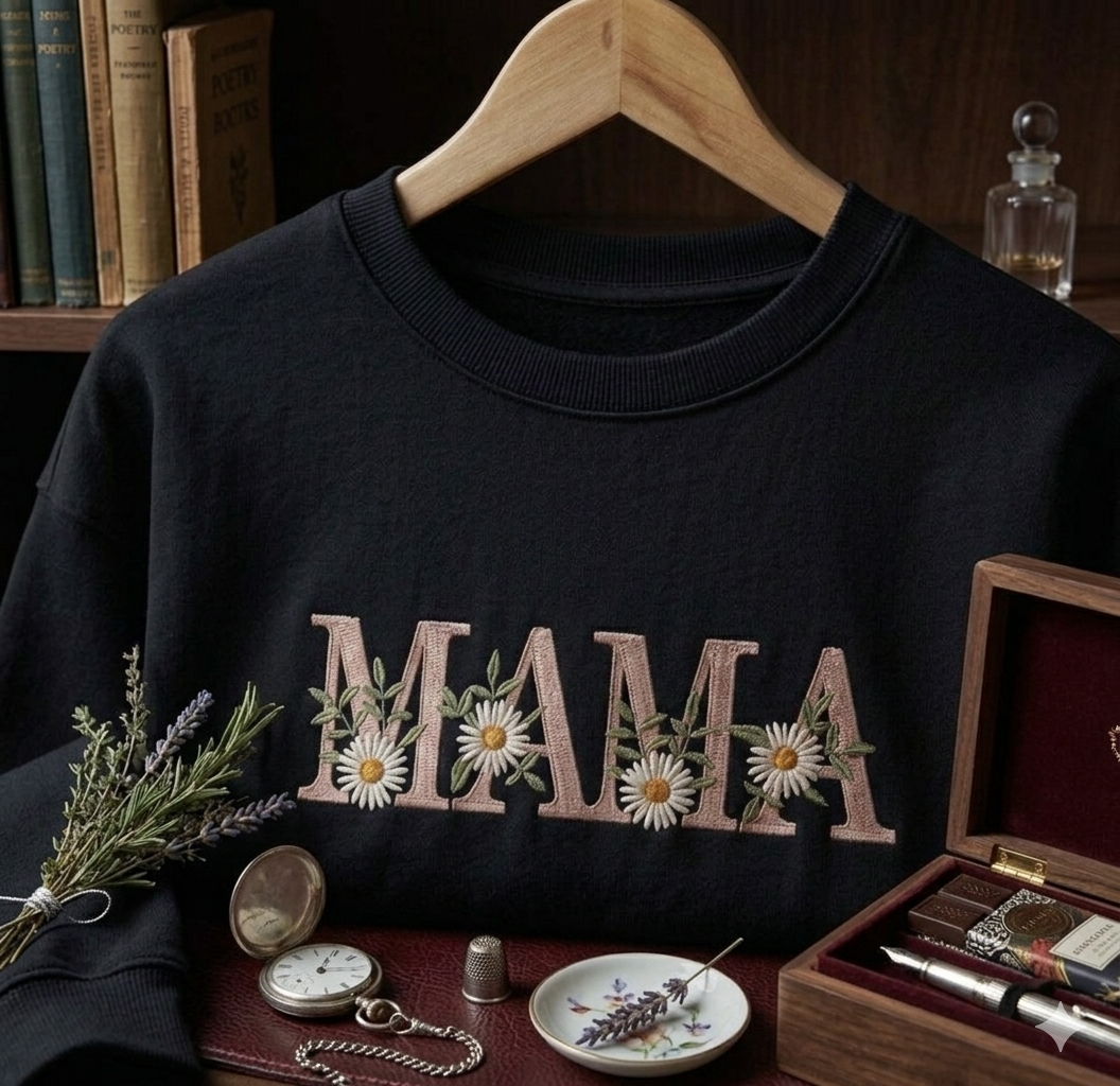 Personalised MAMA pink floral t-shirt by Rebel Needleworks - custom mum gift top UK