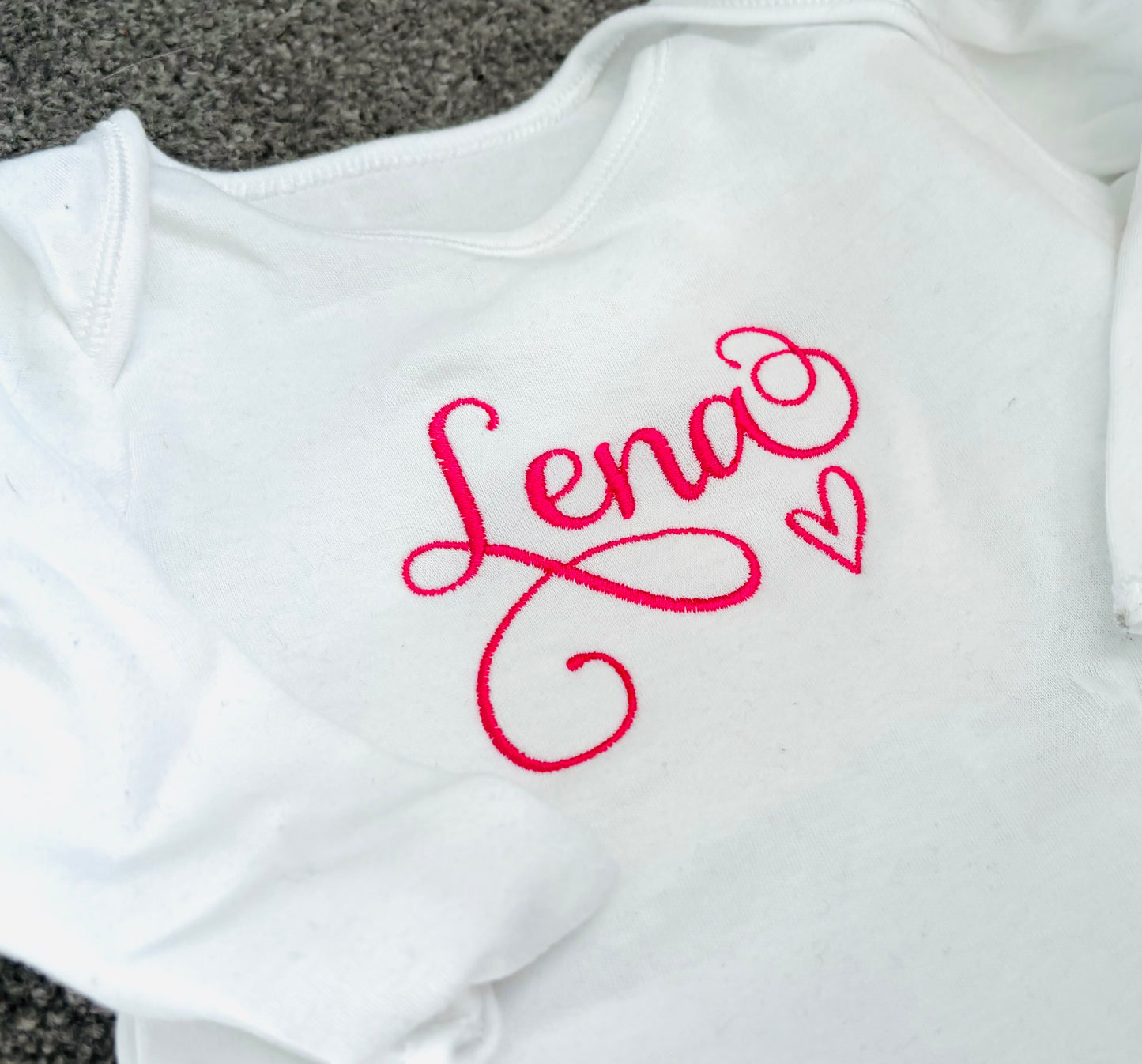 Embroidered Personalised Script Name Baby Grow