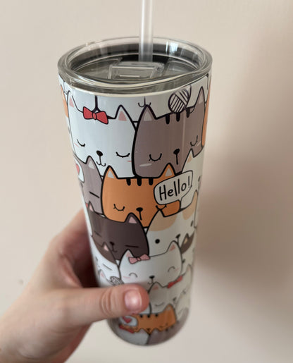 Rebel Needleworks cats cats cats tumbler - cat lover stainless steel drinkware UK