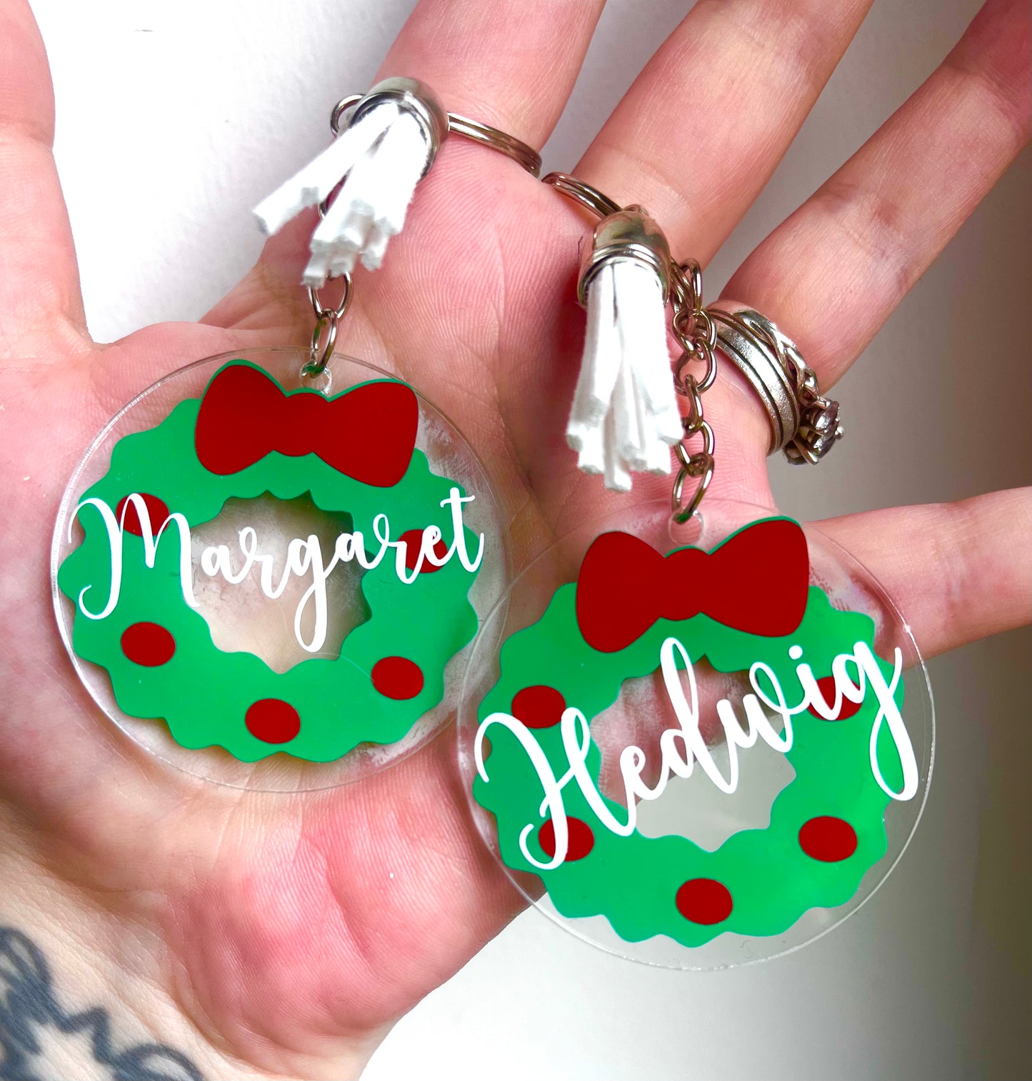 Personalised Christmas Wreath Keyring