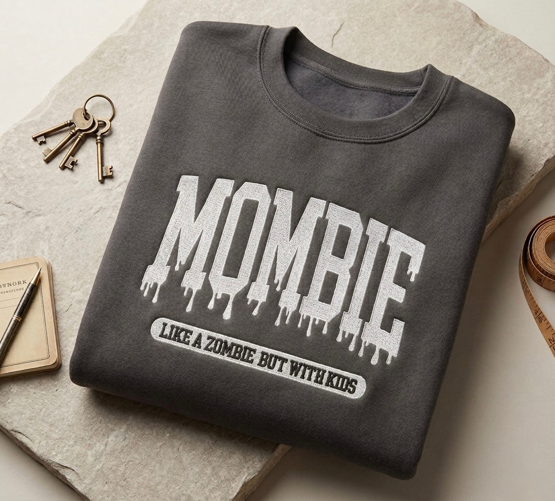Mombie embroidered sweatshirt by Rebel Needleworks - funny personalised mum gift jumper UK