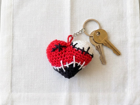 Voodoo Vibes Handmade Crochet Stitch Heart Keychain