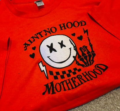 Personalised ain't no hood like motherhood tee by Rebel Needleworks - funny mum gift UK