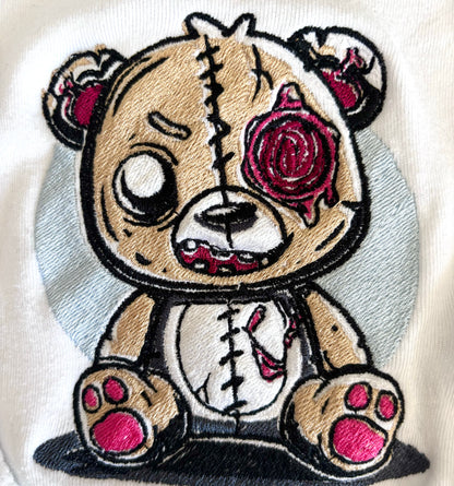 Personalised zombie bear embroidered baby grow by Rebel Needleworks - gothic baby gift UK