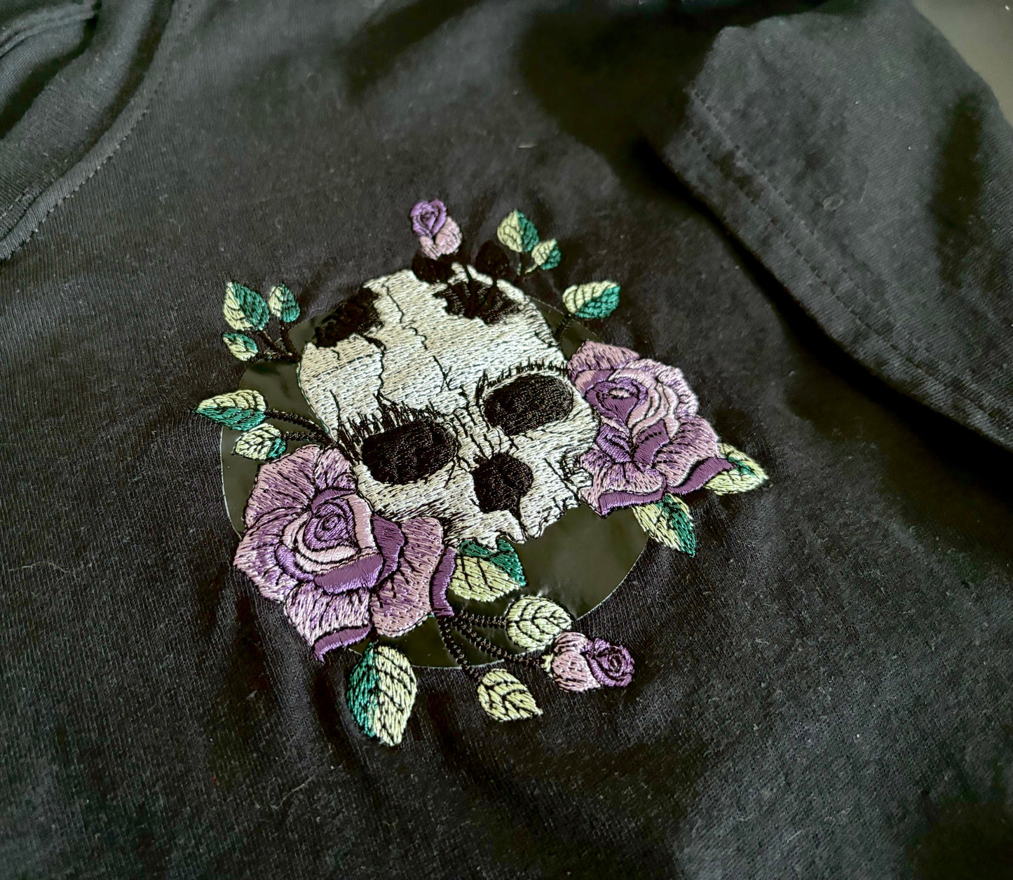 Skull & Flowers Embroidered Tshirt