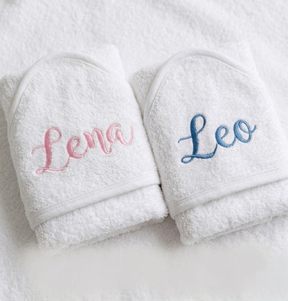 White Embroidered Hooded Baby Towel
