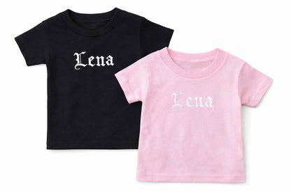 Custom gothic embroidered toddler t-shirt by Rebel Needleworks - alternative kids top UK