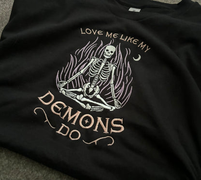 Custom gothic slogan embroidered sweatshirt by Rebel Needleworks - alternative clothing UK