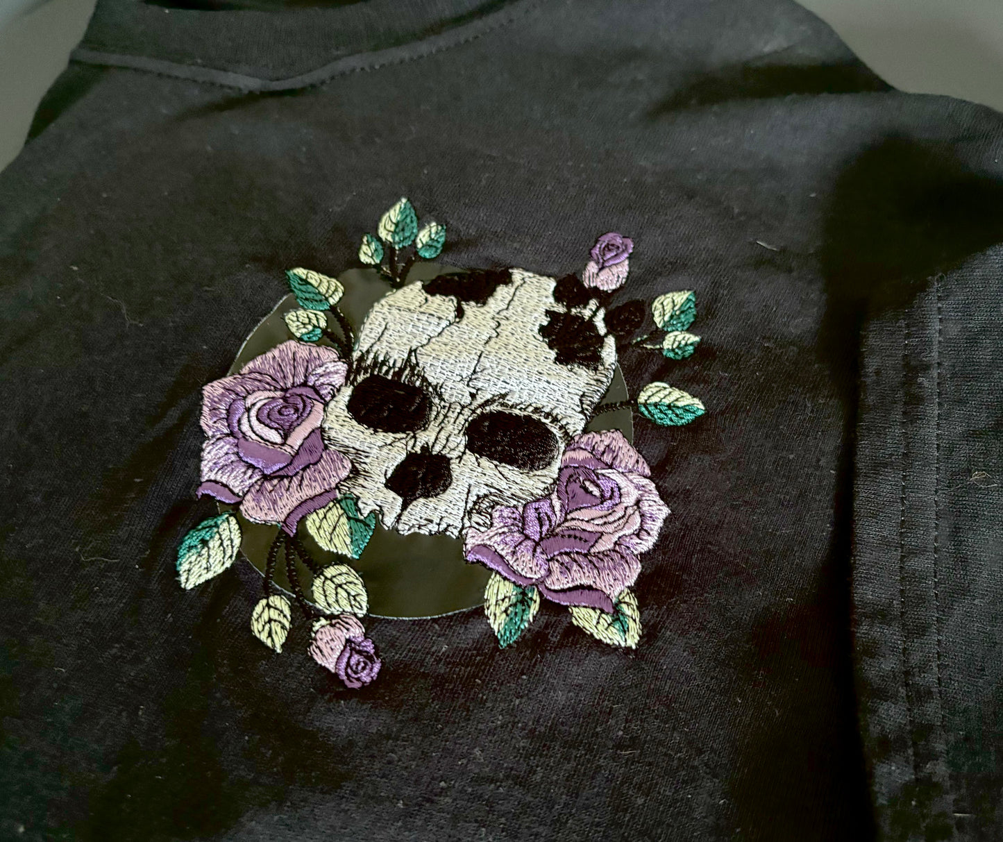 Skull & Flowers Embroidered Tshirt