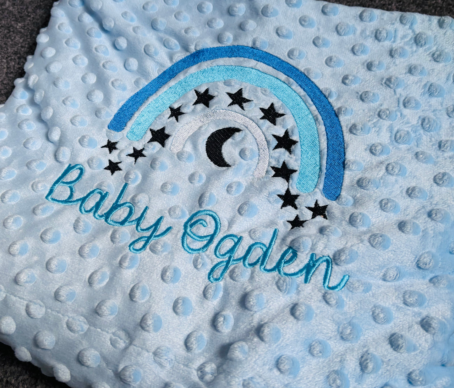 Personalised Embroidered Moon & Stars Bubble Blanket