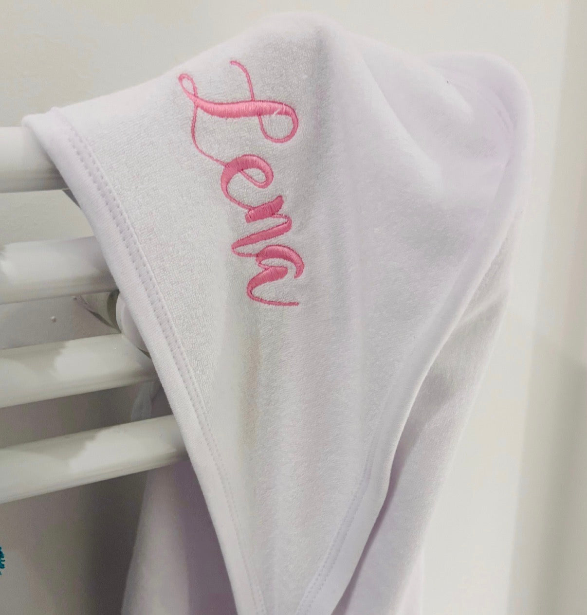 White Embroidered Hooded Baby Towel