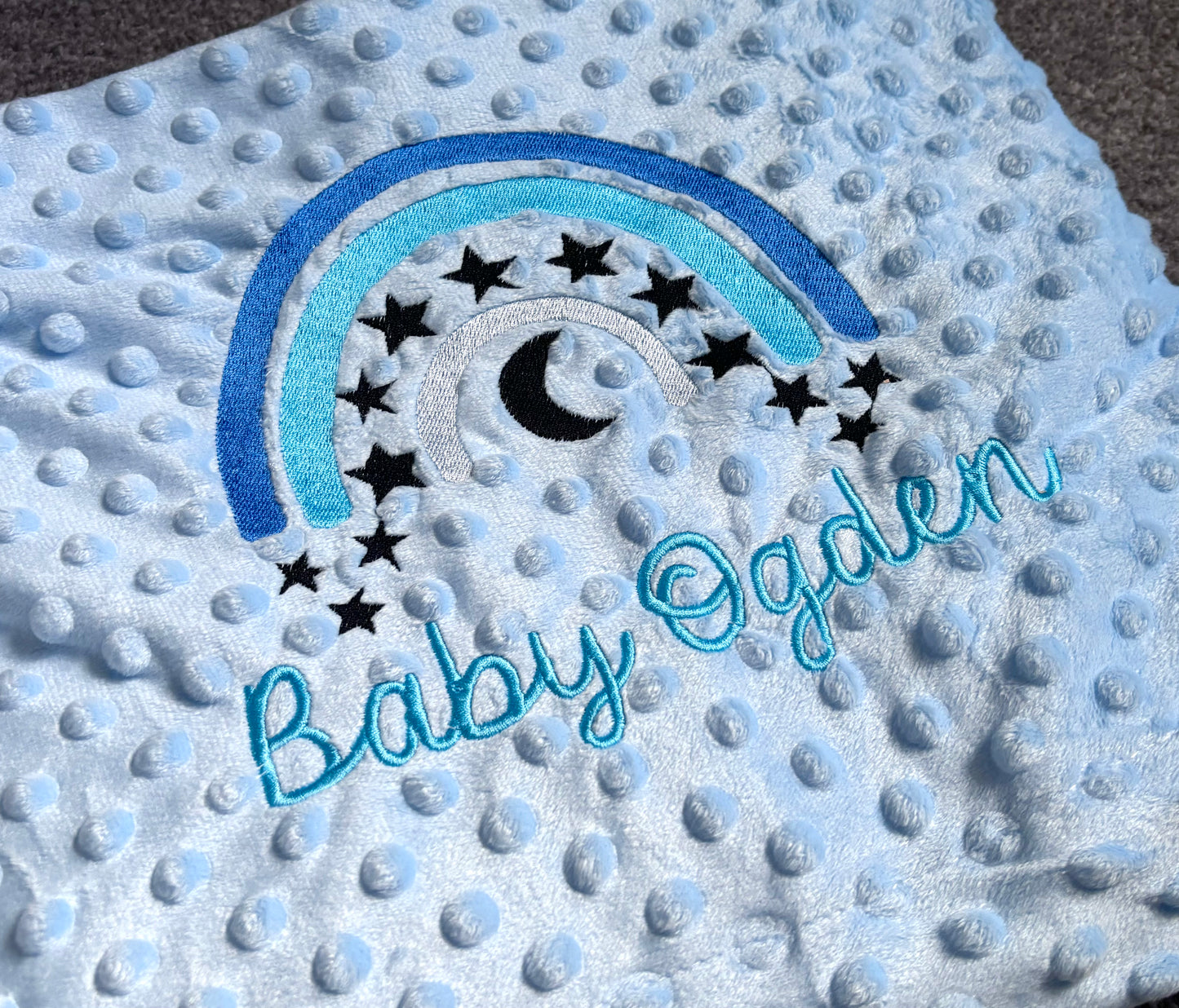 Personalised Embroidered Moon & Stars Bubble Blanket