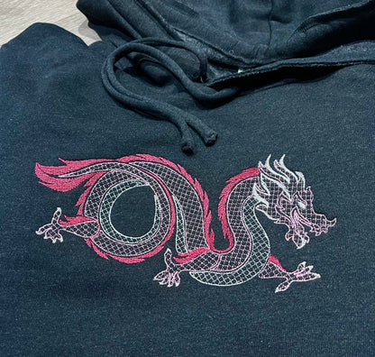 Rebel Needleworks oriental dragon embroidered hoodie - alternative custom unisex hoodie UK