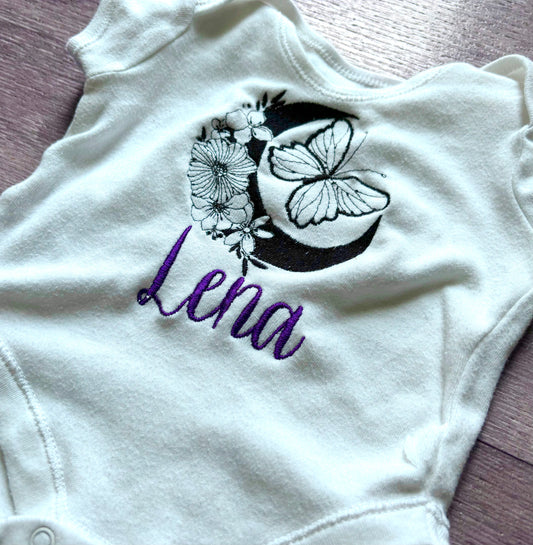 Embroidered butterfly baby grow 