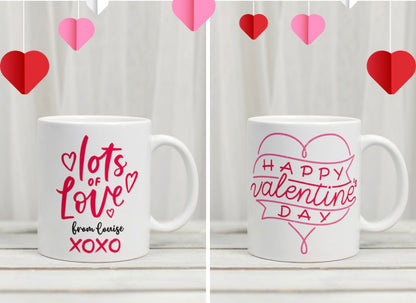 Happy Valentines Day personalised mug by Rebel Needleworks - custom romantic gift mug UK
