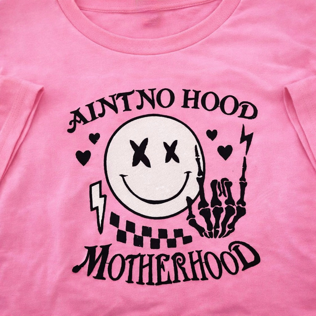 Ain't no hood like motherhood embroidered t-shirt by Rebel Needleworks - funny mum gift top UK