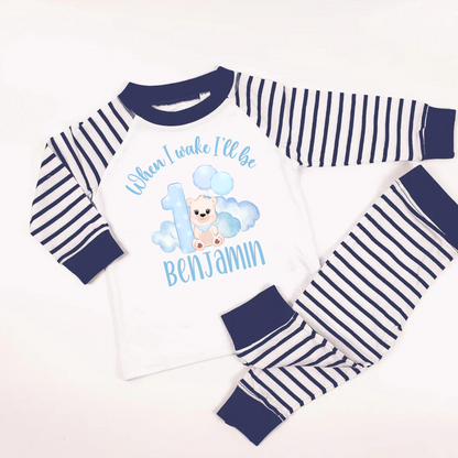 When I wake up I'll be 1 personalised birthday pyjamas by Rebel Needleworks - custom kids pyjamas UK