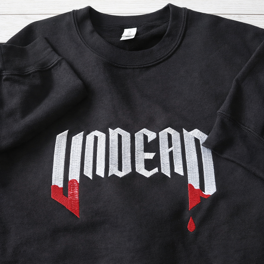 Undead embroidered sweatshirt by Rebel Needleworks - gothic alternative unisex jumper UK