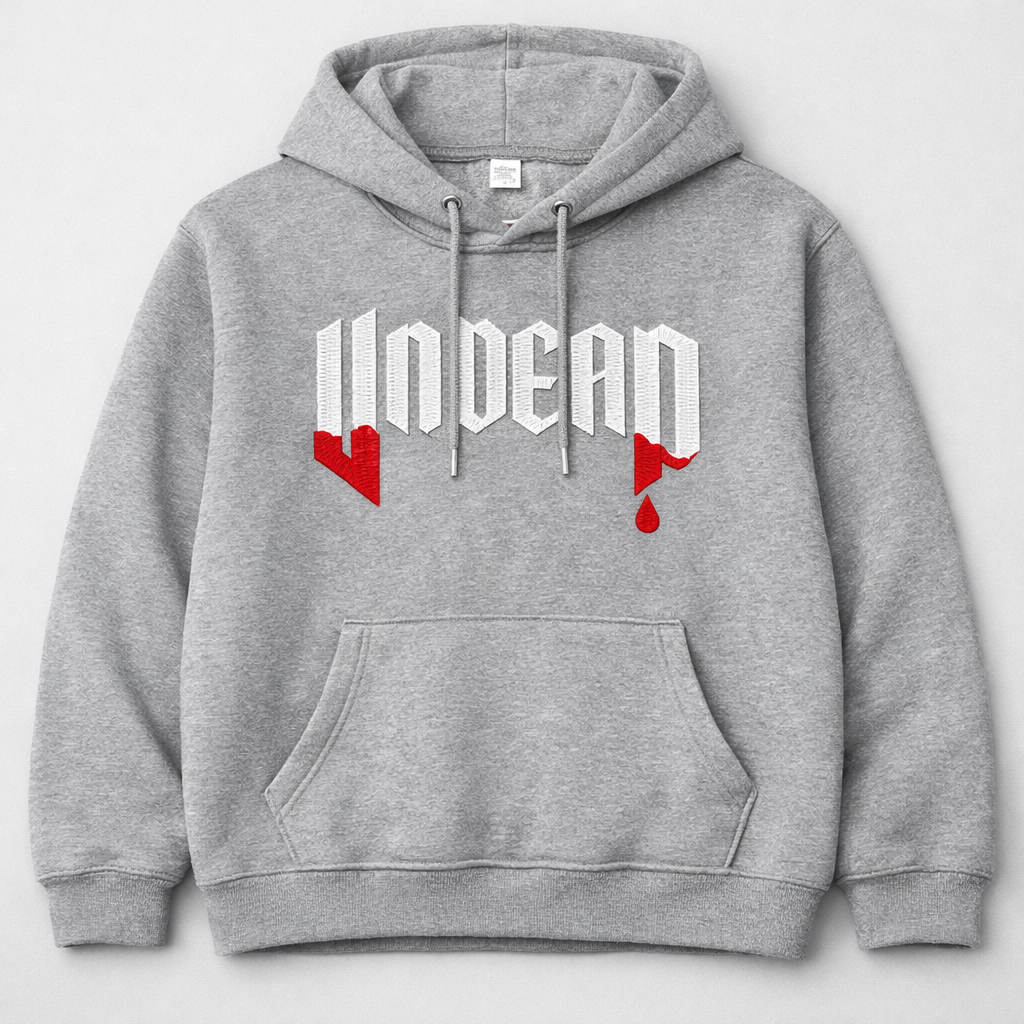 Custom undead embroidered hoodie by Rebel Needleworks - gothic alternative clothing UK