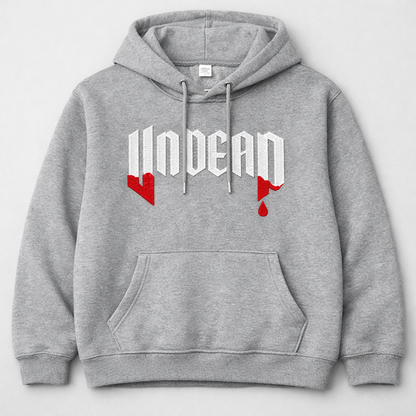 Custom undead embroidered hoodie by Rebel Needleworks - gothic alternative clothing UK