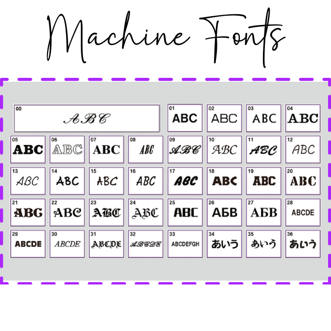 Embroidery machine fonts 