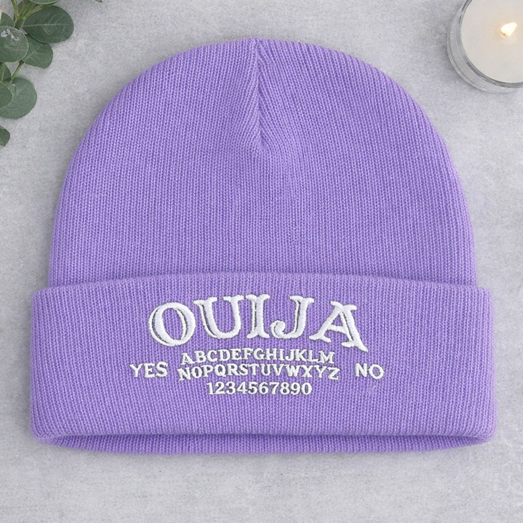 Rebel Needleworks ouija board embroidered cuffed beanie - gothic alternative occult hat UK