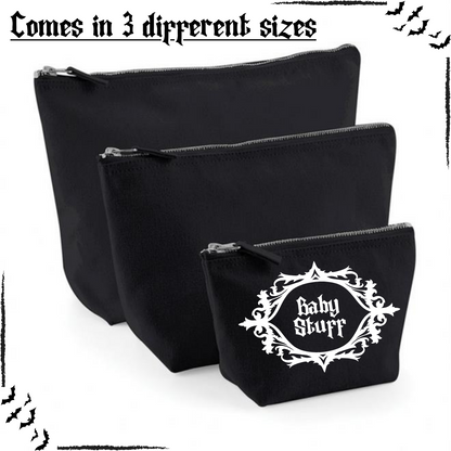 Custom black baby bags personalised by Rebel Needleworks - baby gift set UK