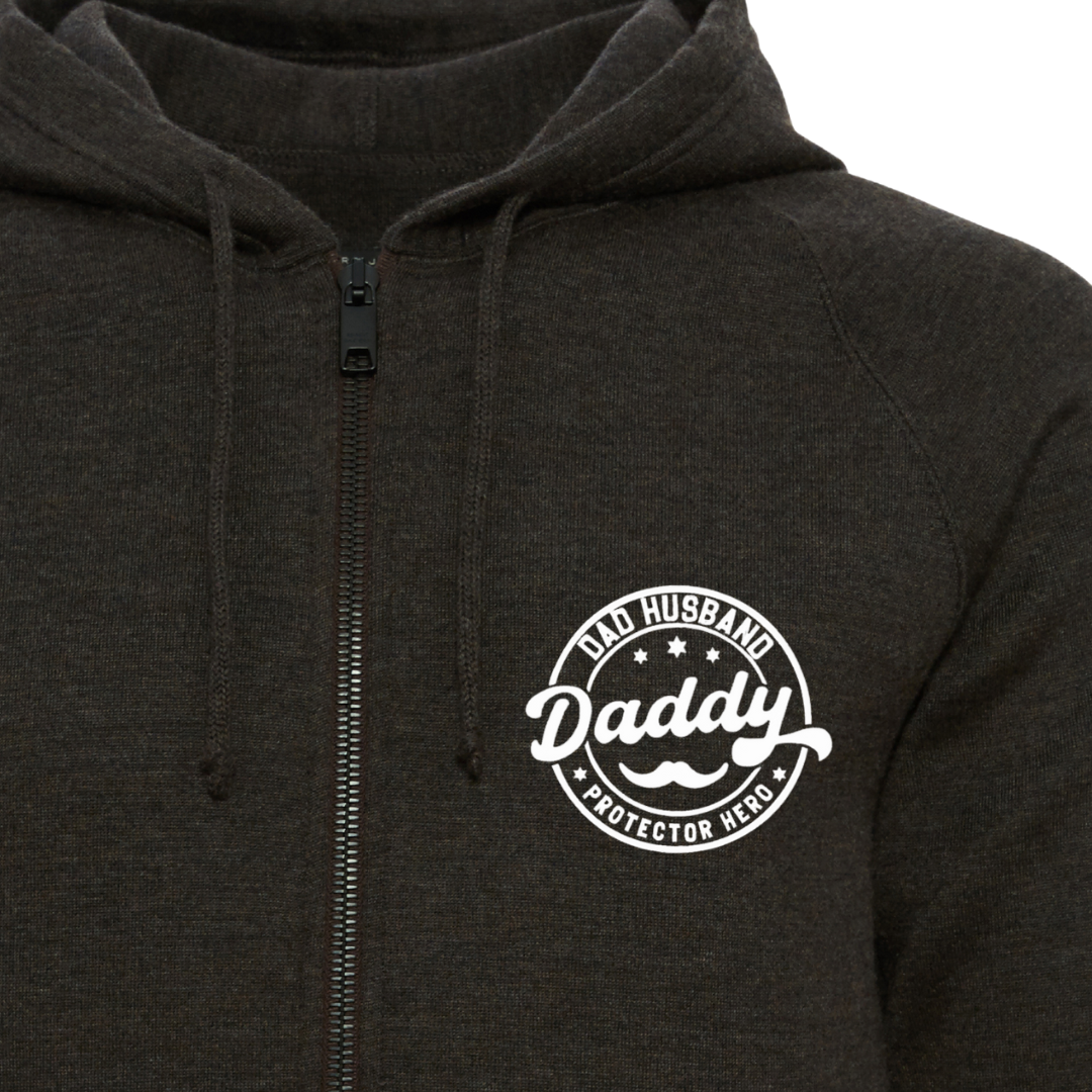 Daddy Husband, Protector, Hero Embroidered Personalised Zip Hoodie