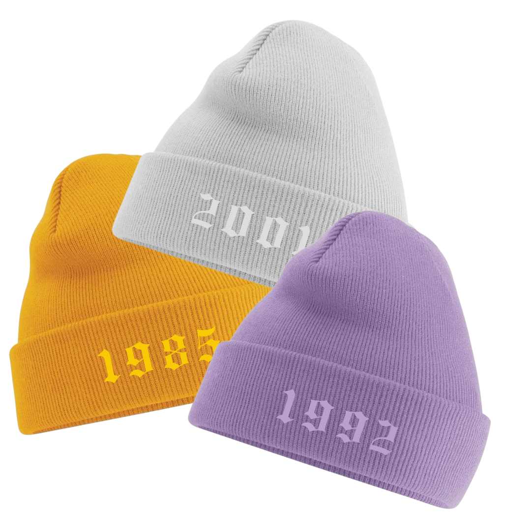 Embroidered Year Beanie Hat