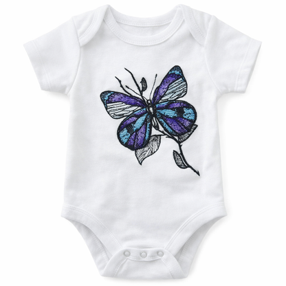 Watercolour Butterfly Embroidered Baby Grow