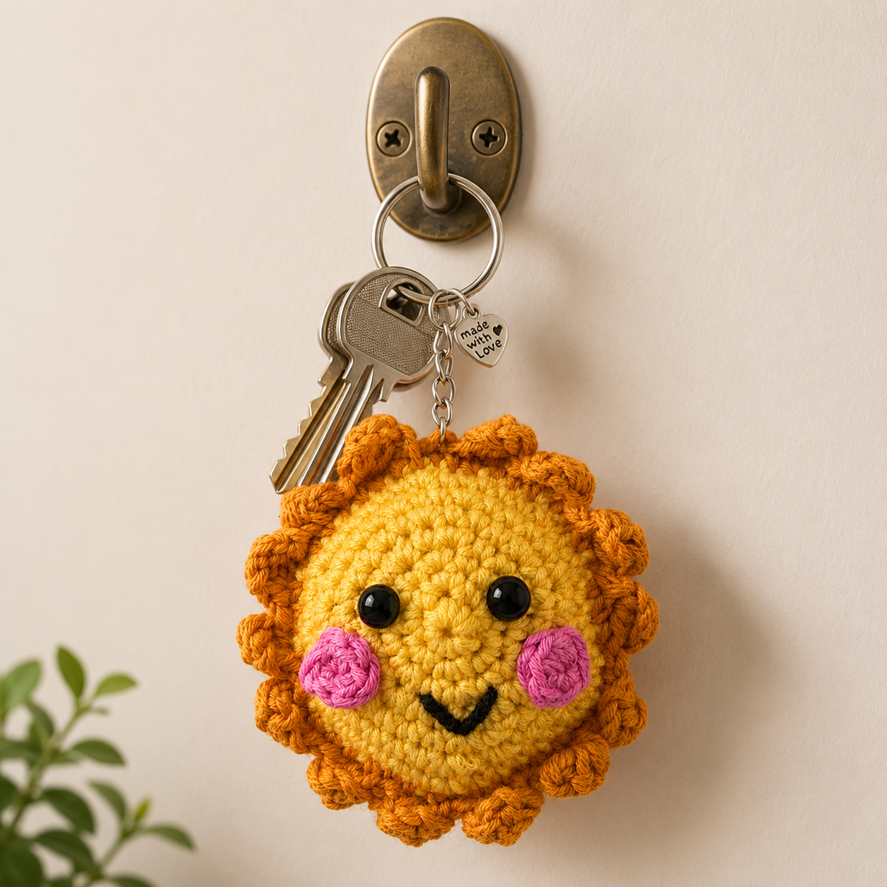Handmade Crochet Sun Keychain/Bag Charm