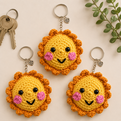 Handmade Crochet Sun Keychain/Bag Charm