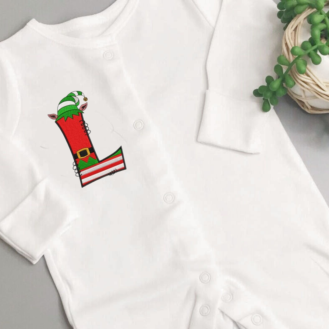 Elf Letter Embroidered Sleepsuit