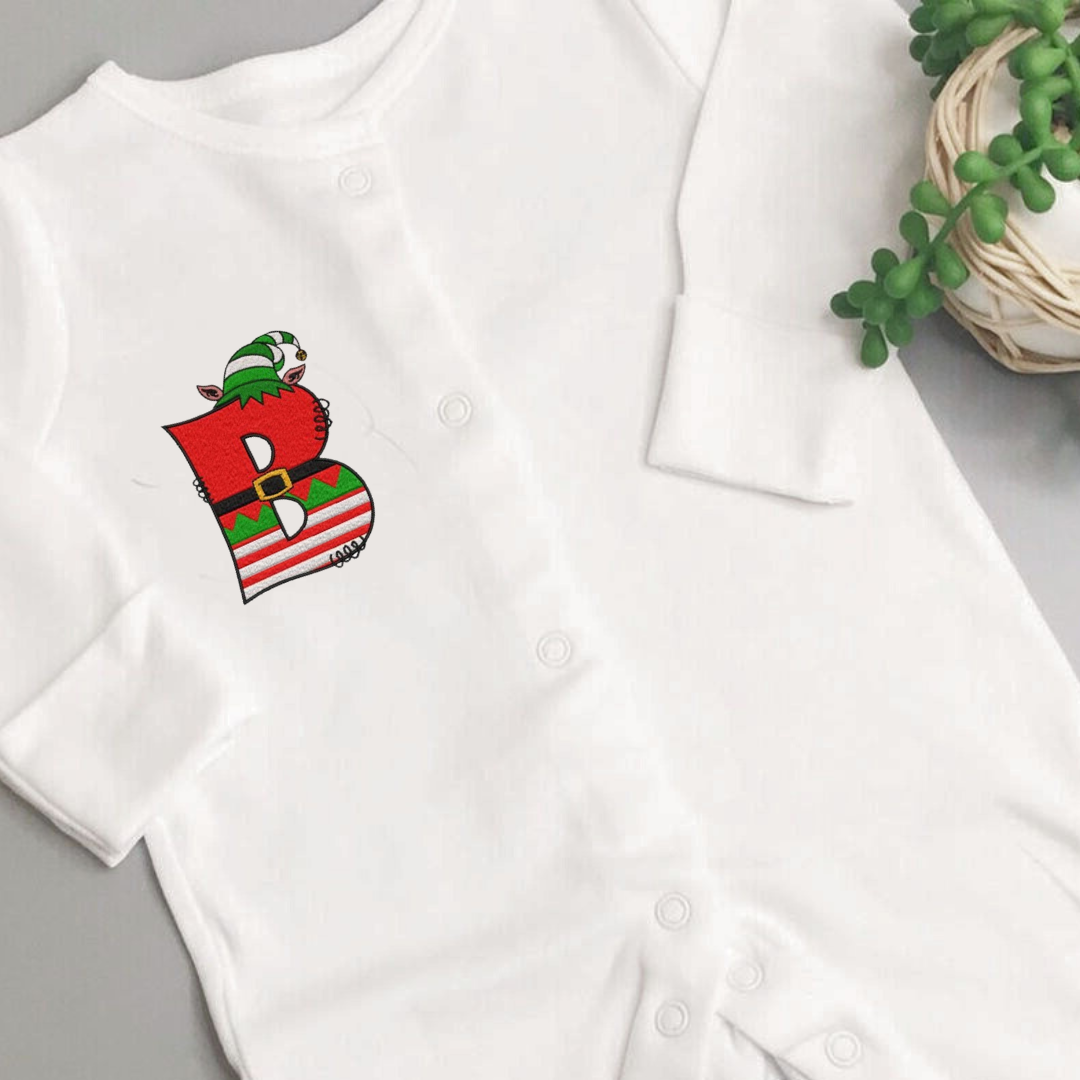 Elf Letter Embroidered Sleepsuit