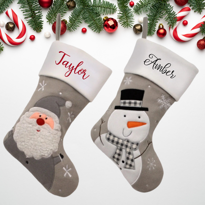 Rebel Needleworks personalised embroidered Christmas stocking - custom name gift UK
