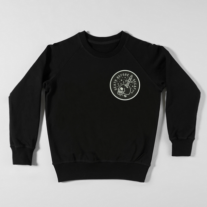 Death Before Decaf embroidered sweatshirt by Rebel Needleworks - gothic alternative coffee lover jumper UK