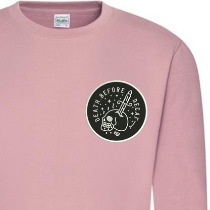 Death Before Decaf gothic embroidered sweatshirt by Rebel Needleworks - alternative coffee gift UK