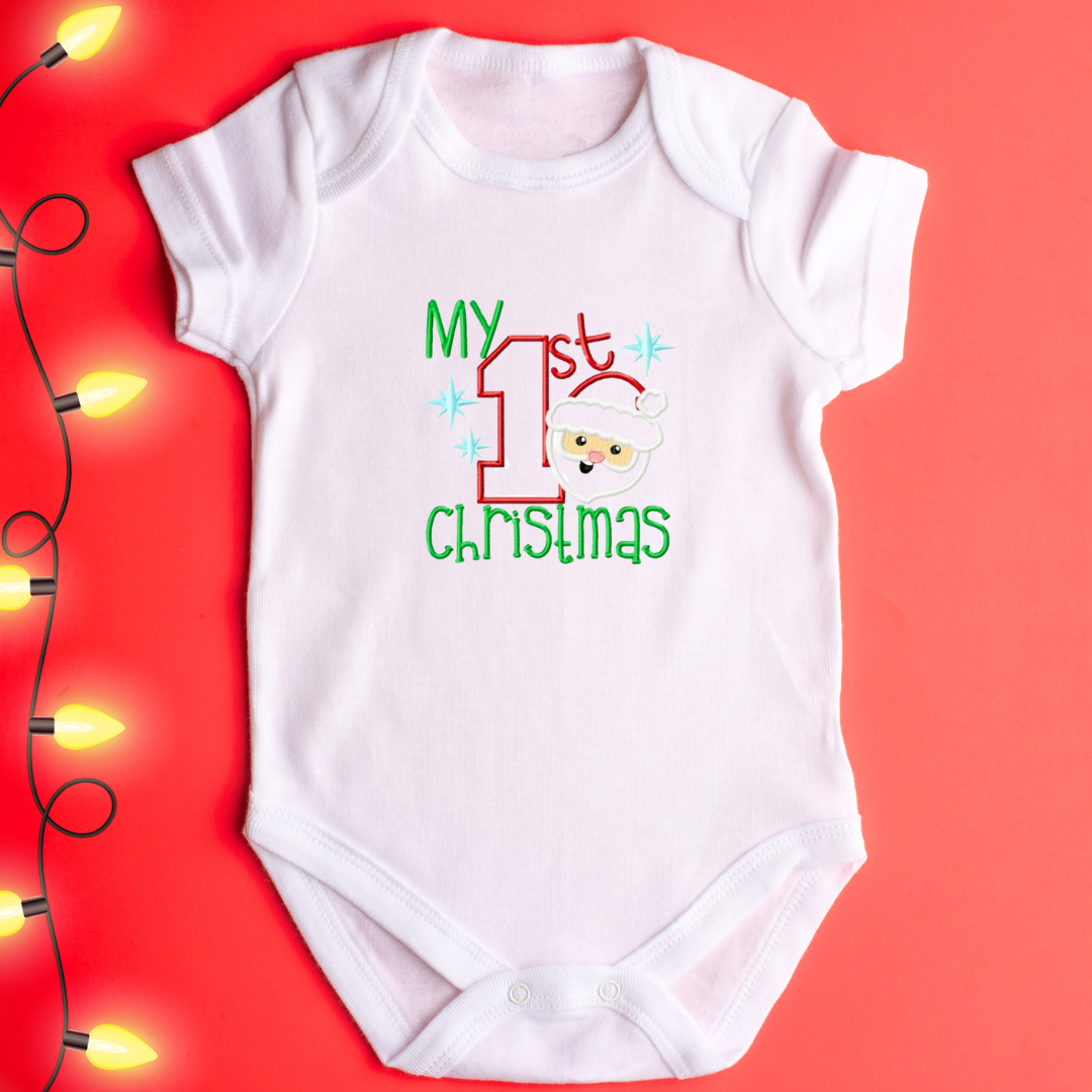 My 1st Christmas Embroidered Baby Grow