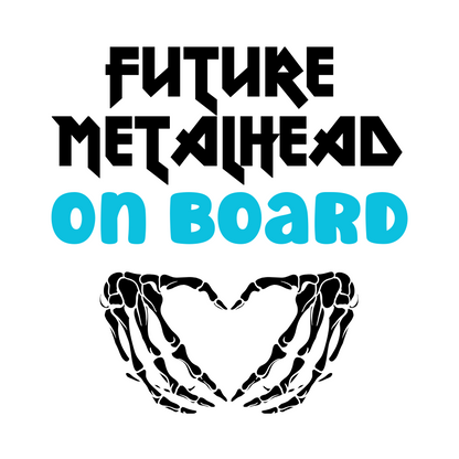 Rebel Needleworks future metalhead baby on board sign - alternative car sun shade gift UK
