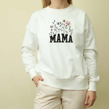 Embroidered MAMA flowers sweatshirt by Rebel Needleworks - personalised mum gift jumper UK